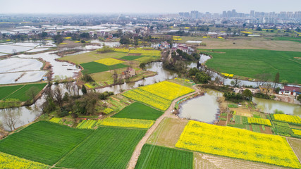 Aerial photo of rural spring scenery