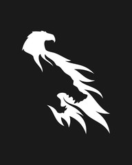 Wolf and eagle silhouette negative space icon