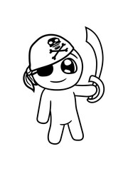 böse matrose kapitän pirat kostüm junge halloween seeräuber mütze säbel schiff crew boot segelboot meer kleiner süßer niedlicher mann figur comic cartoon hand design lieb nett