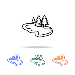 lake with trees icon. Elements of simple web icon in multi color. Premium quality graphic design icon. Simple icon for websites, web design, mobile app, info graphics