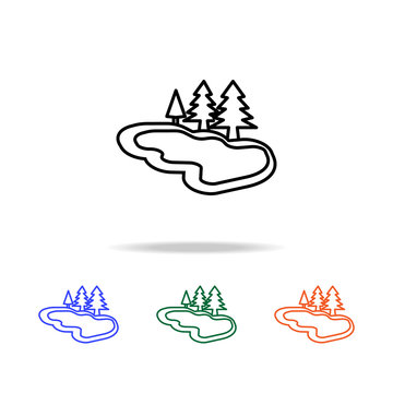 lake with trees icon. Elements of simple web icon in multi color. Premium quality graphic design icon. Simple icon for websites, web design, mobile app, info graphics