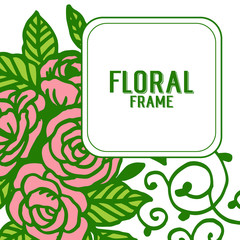 Vector illustration template with various decor pink rose floral frames