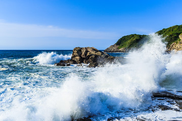 日本海の岩場
