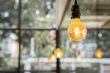 Decorative bulbs in cafes