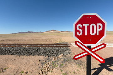 Stop sign in Namib desert