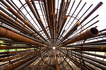 Steel grid on the construction site