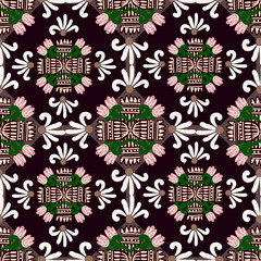 abstract floral ornament with white flowers on a light violet and dark violet color