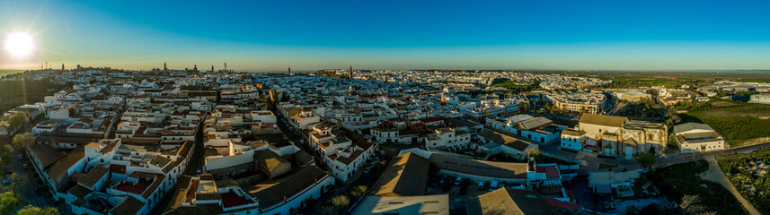 Carmona sunset aerial view in Andalusia Spain not far from Sevilla