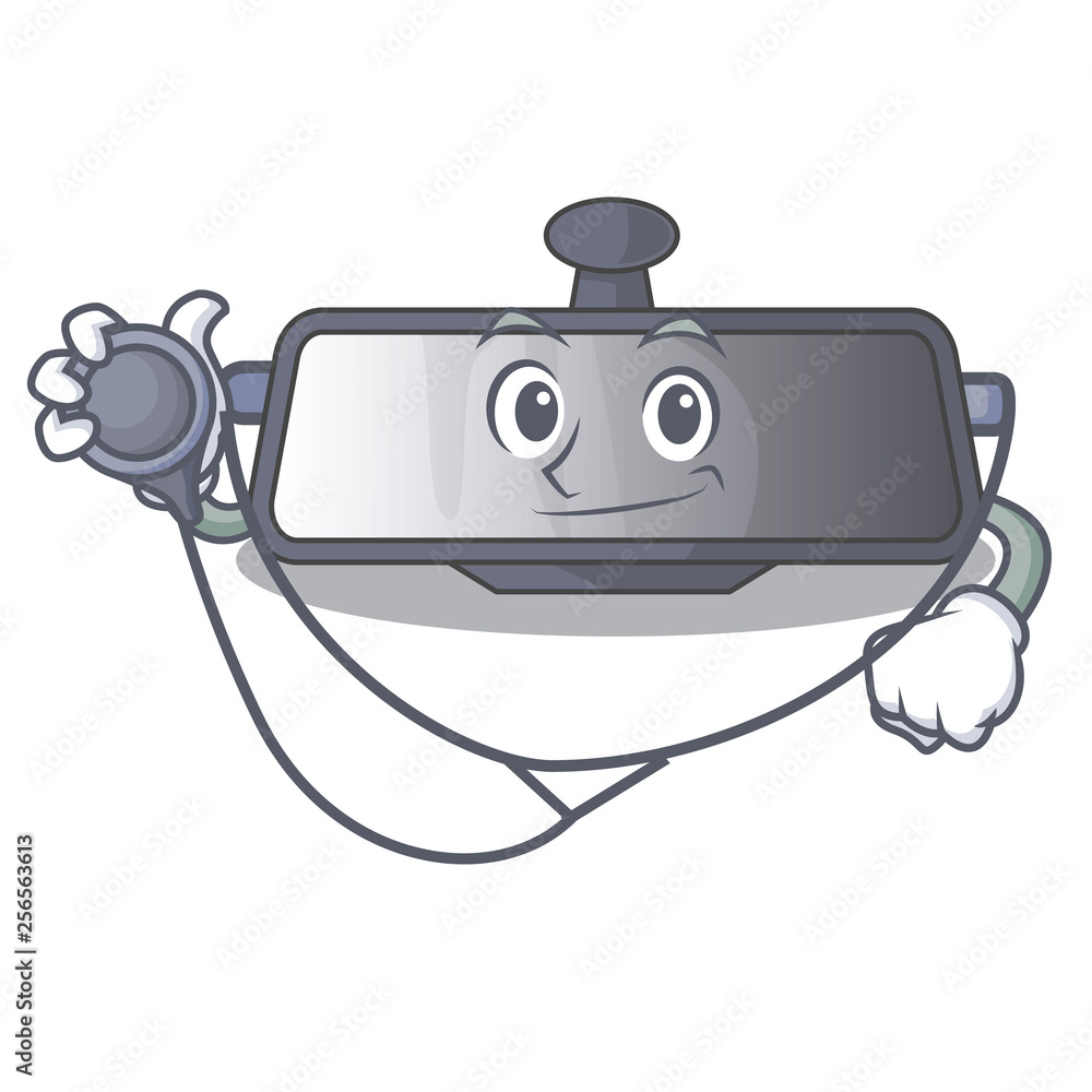 Poster Doctor rear view mirror isolated with mascot