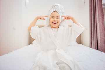 girl in bathrobe