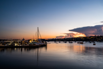 dawn clouds and boats