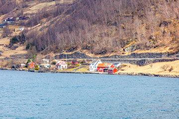 Norway. The village on the shore of the Sognefjord fjord