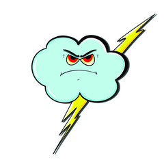 angry grump storm cloud cartoon illustration isolated on white background