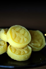 Kanom Tua Kuan, THai mung bean cookie, local tradition snack or sweet always served with coffee or tea, sold in market and restaurant, high protein snack without trans-fat, and space for write wording