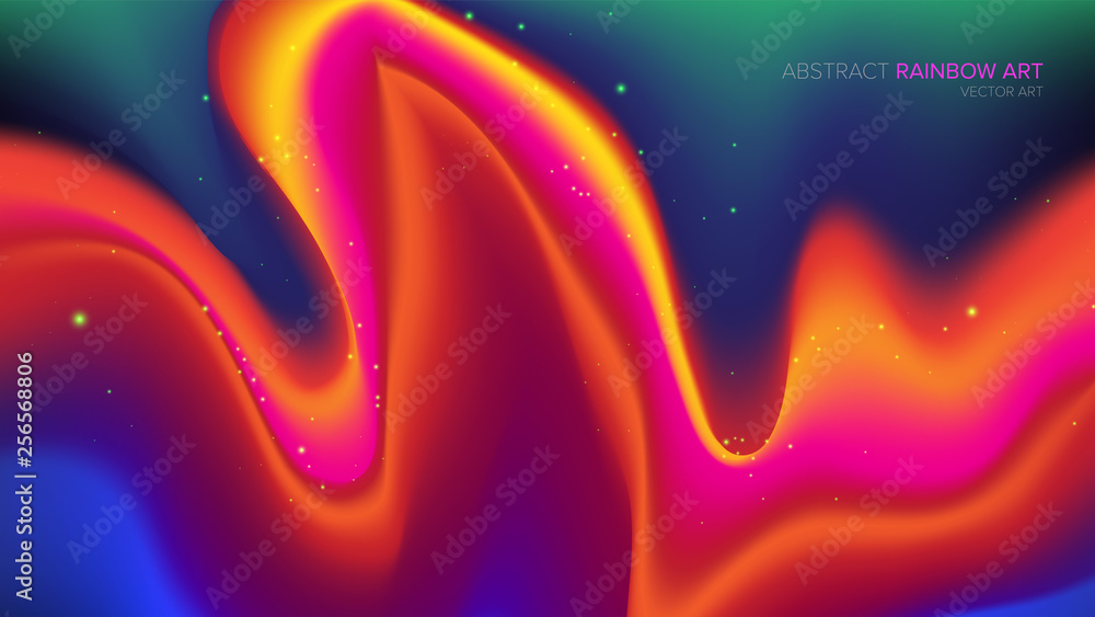 Poster the artistic image of the color spectrum that has been distorted, looks like fluid motion. you can u