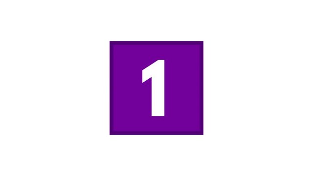 Square Reveal Numbers Counting Up from 1 to 10 Color Purple Version 2