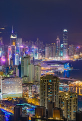 A view of Hong Kong City skyline, captured around sunset from the summit of Braemar Hill.