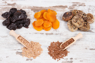 Food containing natural vitamins and dietary fiber, healthy nutrition concept