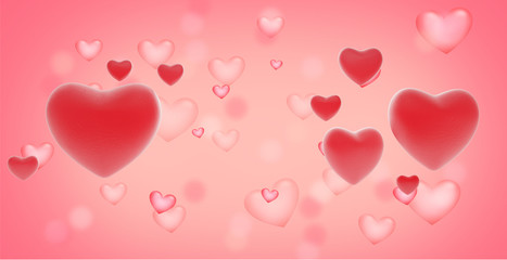 creative background with hearts 3d-illustration