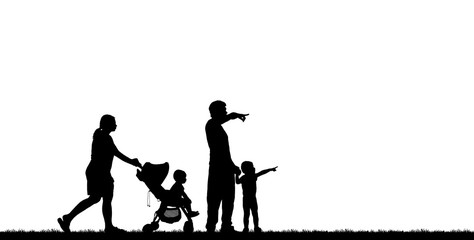 silhouette happy family on white background