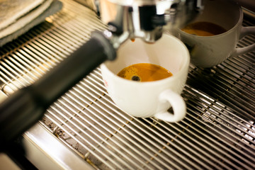 Coffee been and modern coffee machine.