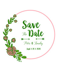 Vector illustration rose flower frames blooms for lettering save the date