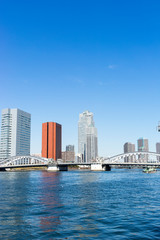 Fototapeta na wymiar 春の隅田川の風景 scenery of Sumida River in spring