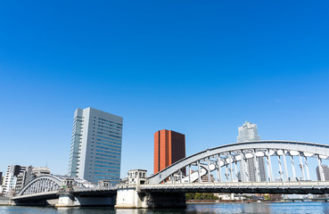 春の隅田川の風景 scenery of Sumida River in spring