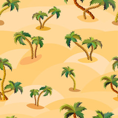 Vector seamless pattern with palm trees. Tropical design for clothing and interior in Hawaiian style