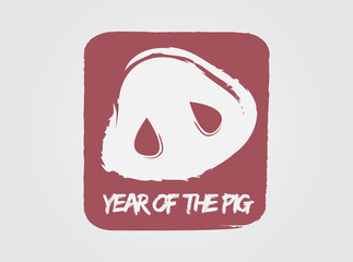 Happy Chinese Lunar New Year 2019 Year of The Pig, Animal Zodiac Flat Vector Illustration