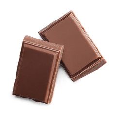 A pieces of chocolate isolated on white background.