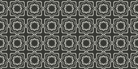 Art Deco Pattern Of Geometric Elements. Seamless Pattern. Vector Illustration. Design For Printing, Presentation, Textile Industry. Grey charcoal color
