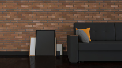 Mockup of poster or photo frame in the interior