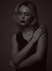 Fototapeta premium photoset of a girl with expressive lips