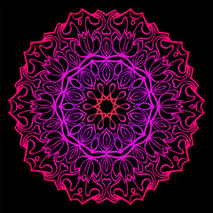 Modern Decorative Floral Color Mandala. Super Vector Round Shapes. Vector Illustration. Black, red purple color