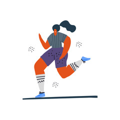 Woman jogging, running hand drawn illustration