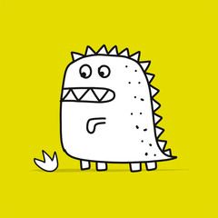 Funny dinosaur, childish style. Sketch for your design