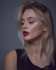 Naklejka premium photoset of a girl with expressive lips