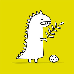 Funny dinosaur, childish style. Sketch for your design