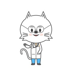 Gato médico chibi con fondo blanco