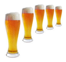Glasses with beer on a white background. Isolated on white.