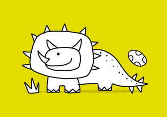 Funny dinosaur, childish style. Sketch for your design