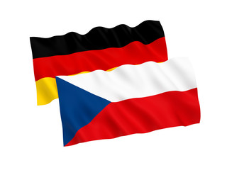 Flags of Germany and Czech Republic on a white background
