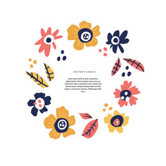 Floral wedding greeting card hand drawn layout