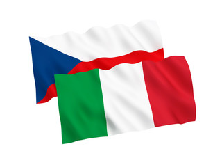 Obraz premium Flags of Italy and Czech Republic on a white background