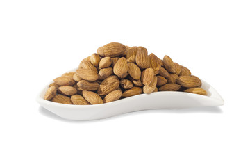 nuts dried fruits and healthy foods hazelnut nuts, almonds, walnut, peanut, cashew on white background