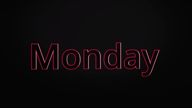 Monday Title. Word "Monday" animation. Animated Movie Text - Monday
