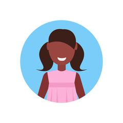 little girl happy african american child face avatar female cartoon character portrait flat isolated