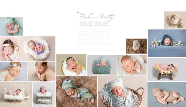 Collage of newborn babies photos