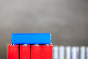 Rows of  batteries Alkaline battery ,Close up of  battery positive poles with of rows pile of used ...